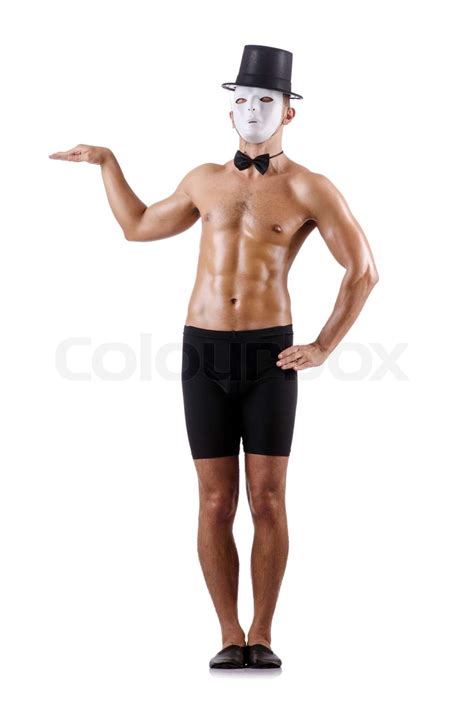 Naked Muscular Mime Isolated On White Stock Image Colourbox