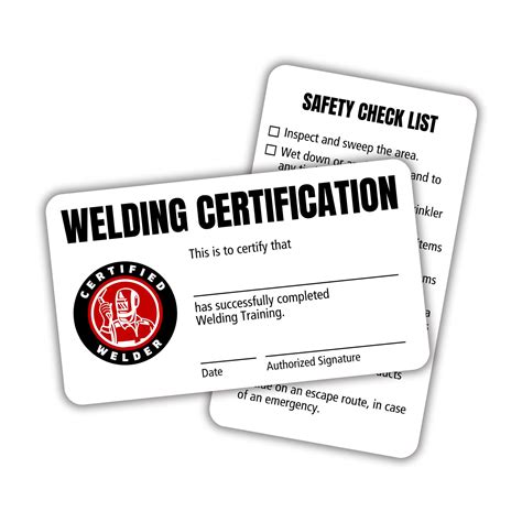 Welder Certification Cards 5 Pk 225x35” Plastic