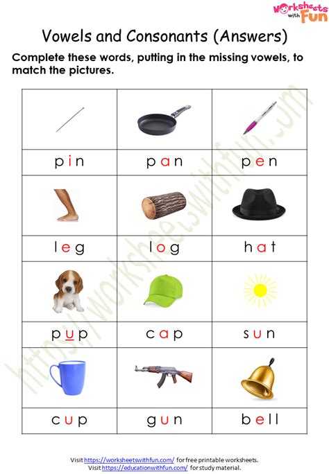 Consonant Vowel Consonant Words Worksheet For 1st 2nd Grade Lesson