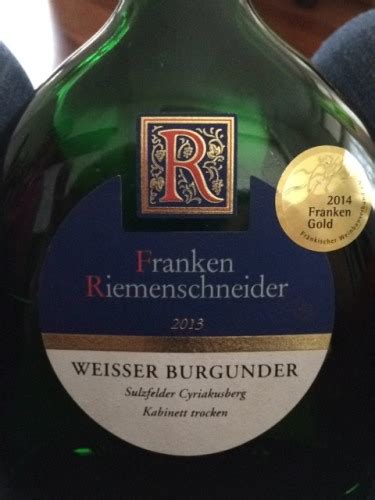 Gwf Frankenwein Franken Riemenschneider Sulzfelder Cyriakusberg Weisser