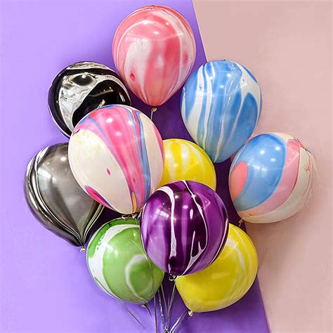 10Inch 5Pcs Set Marble Agate Latex Balloons Birthday Party Needs