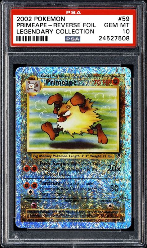 2002 Nintendo Pokemon Legendary Collection Primeape Reverse Foil Psa