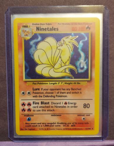 1999 Pokemon Ninetales Base Set Unlimited Holo 12102 Condition 9 Mint