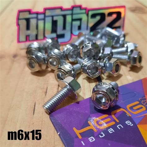 Jual Baut 10 Probolt 6x15 Stainless Model 2 Kunci HEXAGON Original Heng