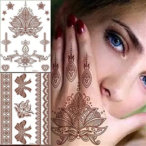 Amazon Brown Henna Temporary Tattoo Lace Fake Tattoos Semi