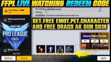 Ffpl Final Day Redeem Code Ffpl K Live Watching Free Rewards