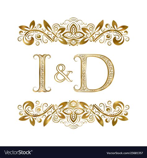 I And D Vintage Initials Logo Symbol The Letters Vector Image