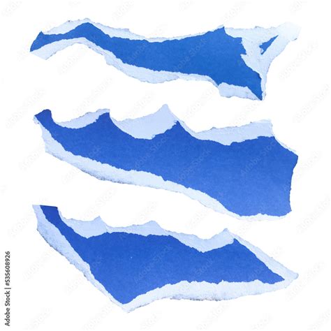 Blue torn paper edge sheets isolated on transparent background Stock ...