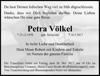 Traueranzeigen Von Petra V Lkel Trauer Nn De