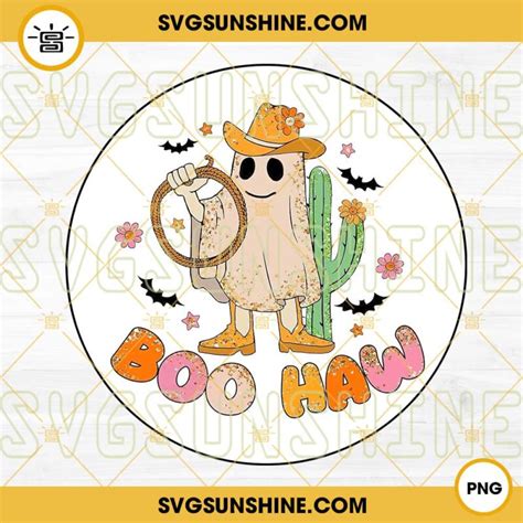 Boo Haw Western Ghost Svg Retro Halloween Svg Cowboy Ghost Svg