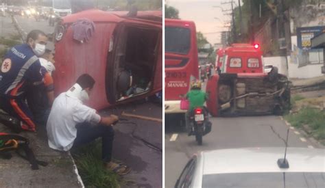 V Deo Motorista Dorme Ao Volante E Capota Carro Em Avenida De Manaus