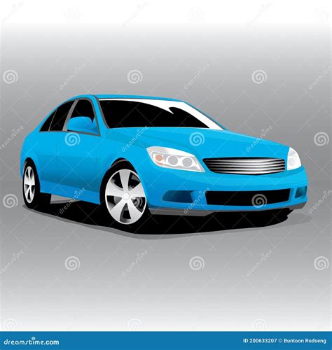 Vector Sports Blue Car Front View Illustration Stock Illustration