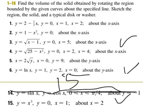 1 18 Find The Volume Of The Solid Obtained By Rotating The Region