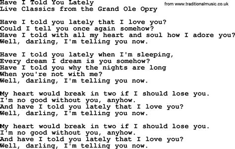 Have I Told You Lately, by Marty Robbins - lyrics