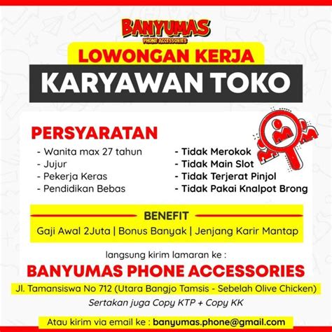 Lowongan Kerja Karyawan Toko Di Banyumas Phone Accessories Lokerjogja Id