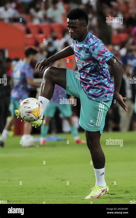 Vinicius Paixao De Oliveira Junior Of Real Madrid Warm Up Before La