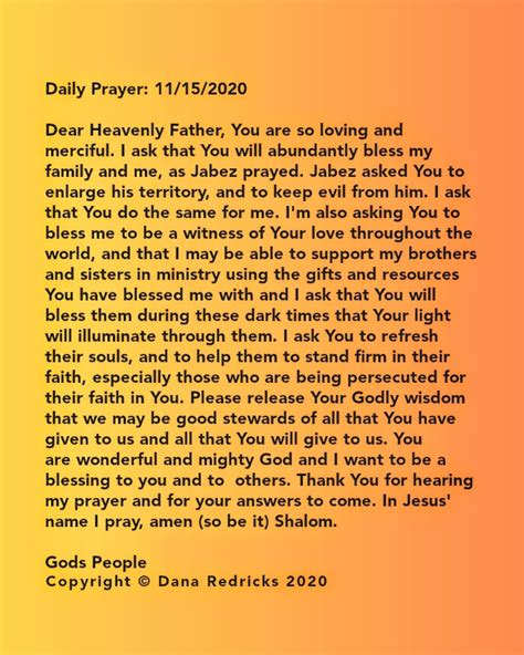 Daily Prayer 11152020 Daily Prayer Prayers Heavenly Father