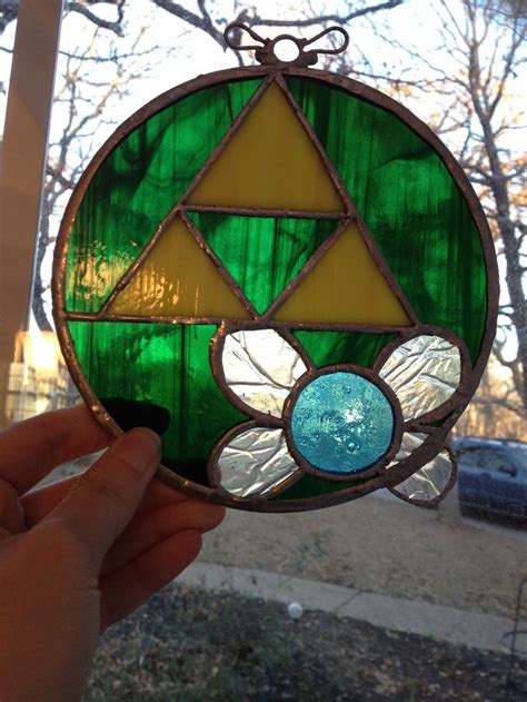 Navi And Triforce Legend Of Zelda Stained Glass With Custom Fairy Hanger