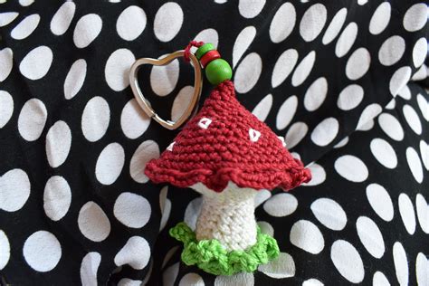 Mushroom Keychain Handmade Bag Accessories Crocheted Etsy