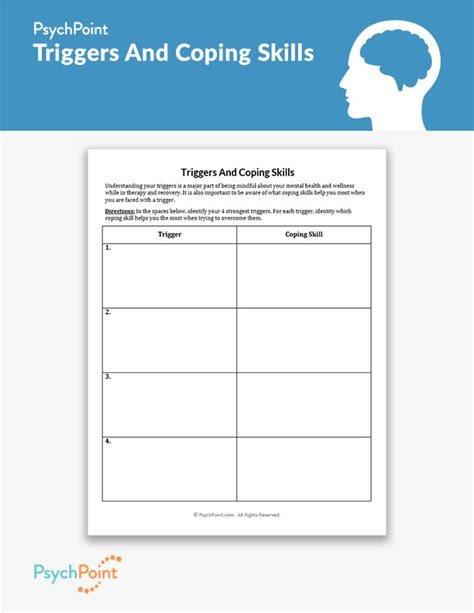 Triggers And Coping Skills Worksheet Coping Skills Worksheets Therapy