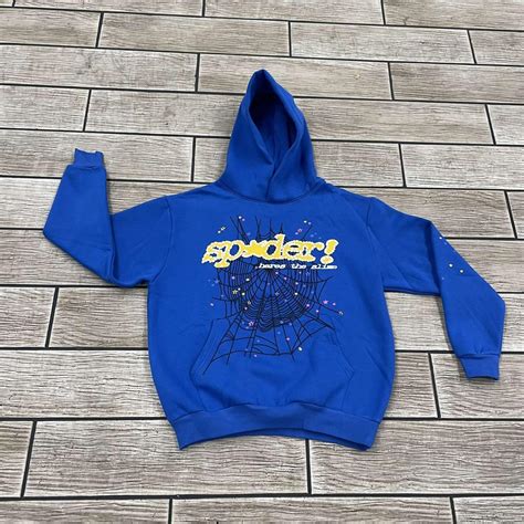 Sp5der Tc Hoodie Blue Feel Free To Dm Any Depop