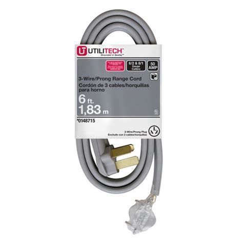 Utilitech Utilitech 6 Ft 3 Prong Gray Range Appliance Power Cord At