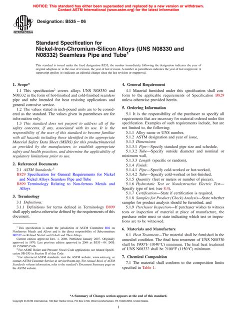 Astm B Standard Specification For Nickel Iron Chromium Silicon