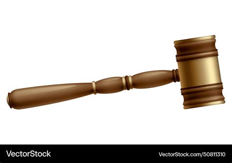 Wooden Brown Judge Gavel Decision Glossy Mallet Vector Image