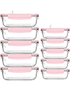 Amazon ZRRHOO 10 Pack Glass Food Storage Containers With Lids