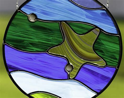 Stained Glass Dolphin Suncatcher Ocean Sunset Suncatcher Etsy