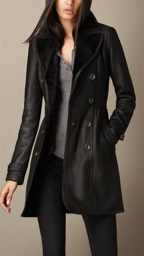 Lyst Burberry Heritage Shearling Coat In Black