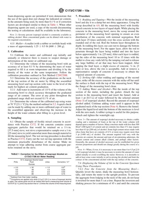 Astm C173c173m 10a Standard Test Method For Air Content Of Freshly