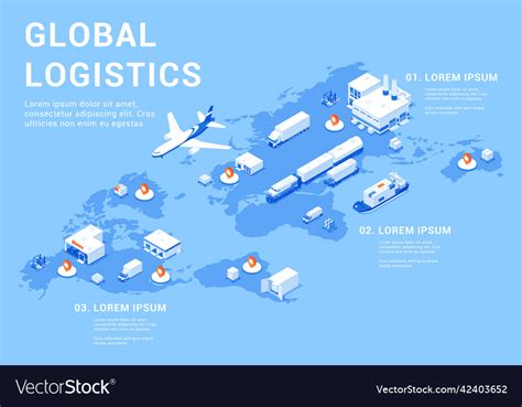 Global Logistic Network On Map Banner With Place Vector Image