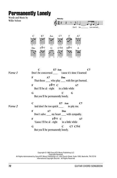 Permanently Lonely by Willie Nelson - Guitar Chords/Lyrics - Guitar ...