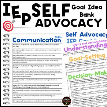 Self Advocacy IEP Goal Idea Bank By Where Students Play And Learn