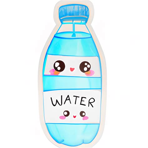 Adorable Water Bottle Kawaii With Big Eyes Watercolor Sticker White