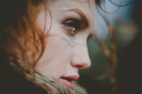 Wallpaper Face Women Redhead Model Looking Away Blue Eyes Red