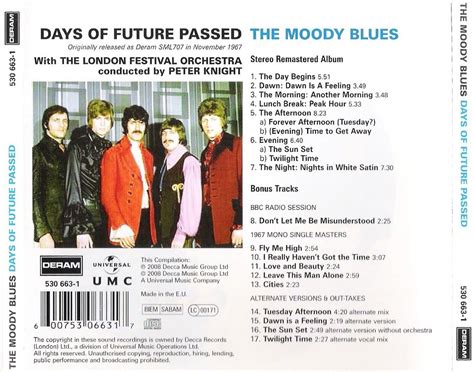 Car Tula Trasera De The Moody Blues Days Of Future Passed