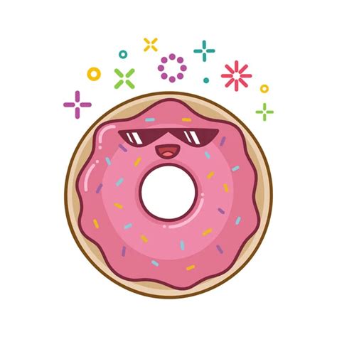 Kawaii Donut Sonriente Ilustraci N Dibujos Animados Aislados Sobre