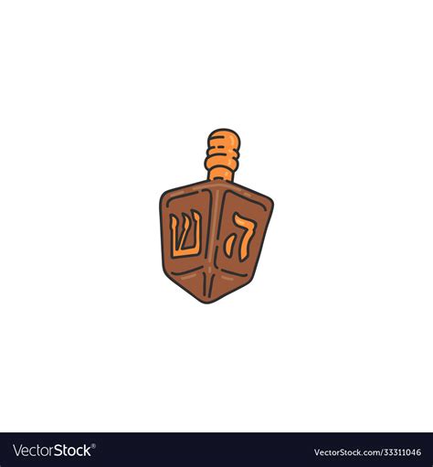 Hanukkah Dreidel With Letters On Hebrew Sketch Vector Image