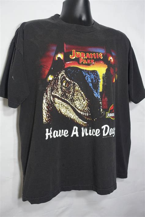 1993 Jurassic Park Vintage T Shirt Have A Nice Day Raptor Jp Logo Original 90s Promo Cult