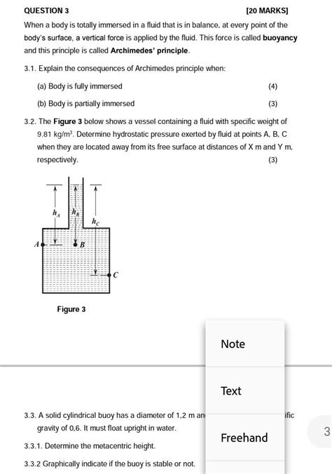 Solved Question Marks When A Body Is Totally Immersed Chegg