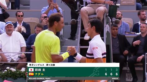 【ハイライト】全仏オープンテニス2019 男子シングルス準々決勝 錦織圭vsナダル：動画：全仏オープンテニス2019：テレビ東京