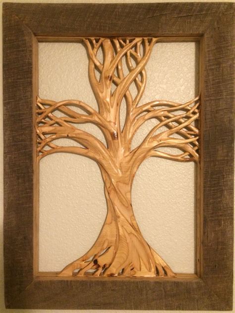 Wood Carving Tree Of Life Contorting Into A Cross Complete And Sold Scroll Pattern Scroll Saw