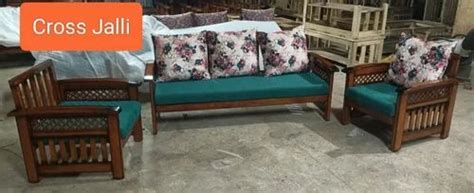 Teak Wood 5 Seater Green Brown Wooden Sofa Set At Rs 28000 Set In North