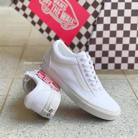 พร้อมส่ง Vans Old Skool True White สีขาวล้วน รุ่นฮิต ขายดี รองเท้าผ้าใบ