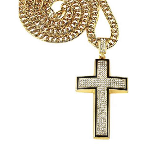 18k Gold Plated Cross Cz Necklace Brandalley