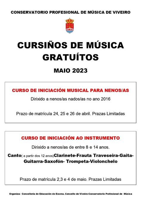 O Concello De Viveiro E O Conservatorio De M Sica Ofertan Cursos