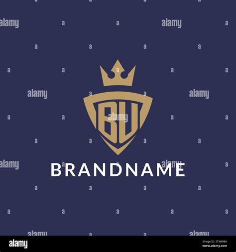 Bu Logo With Shield And Crown Monogram Initial Logo Style Vector File