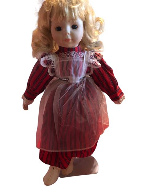 Vintage Doll Blonde Hair Porcelain Bisque Head Red Dress Vintage Baby Doll Tall Etsy